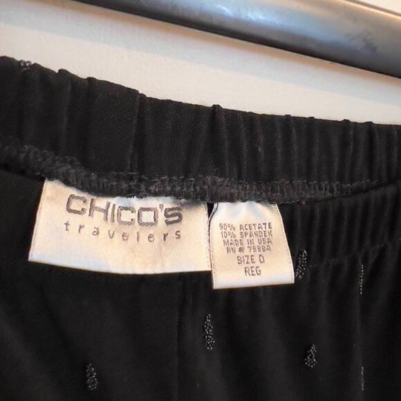 $11SALE!!! Chicos Travelers Wide Leg Black Beaded Stretch Dress Pants - Picture 5 of 6